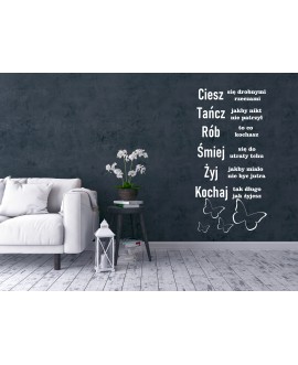 Naklejka na ścianę z folii cytat napis ciesz się tańcz żyj kochaj naklejka dekoracyjna do kuchni salonu studiograf