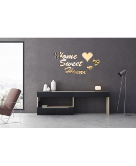 Napis litery 3D dekoracja lustrzana ścienna z plexi pleksy złote srebrne lustro home sweet home serduszka serce studiograf