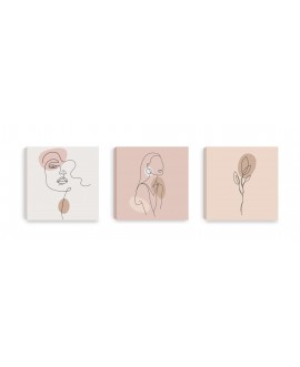 Obraz na płótnie canvas tryptyk potrójny obraz nowoczesny potrójny kobieta twarz kwiat boho jednolite studiograf