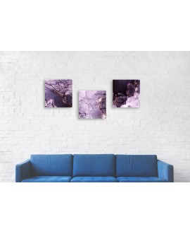 Obraz na płótnie canvas tryptyk potrójny obraz nowoczesny glamour marmur różowy fioletowy struktura studiograf