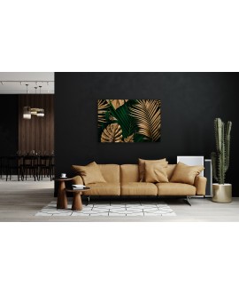 Obraz na płótnie canvas nowoczesny duży rośliny liście monstera zloto zieleń dżungla studiograf