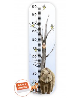 Naklejka na ścianę dla dzieci las zwierzątka leśne niedźwiedź lis ptaki miarka wzrostu dla dzieci studiograf