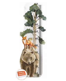 Naklejka na ścianę dla dzieci miarka wzrostu zwierzątka leśne las niedźwiedź lis studiograf