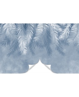 Fototapeta 3D na ścianę  na wymiar  flizelinowa liście palmy pióra tapeta do sypialni salonu niebieska studiograf