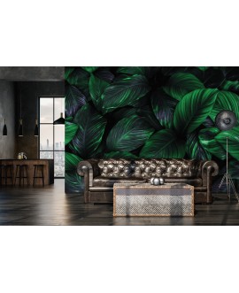 Fototapeta 3D na ścianę  na wymiar  flizelinowa tropikalne zielone liście dżungla tapeta do sypialni salonu studiograf