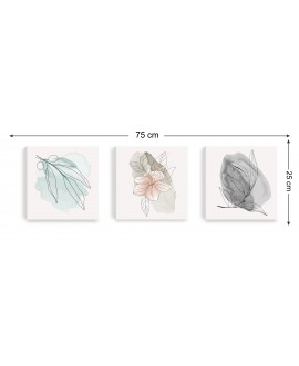 Obraz na płótnie canvas tryptyk potrójny obraz nowoczesny minimalistyczny kwiaty akwarela studiograf