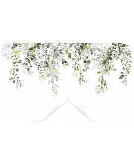 Fototapeta na wymiar flizelinowa dla dzieci dziecięca zwisające liście kwiaty na białym tle studiograf