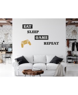 Naklejka na ścianę napis eat sleep game repeat naklejka młodzieżowa dla gracza gra gamer studiograf