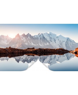 Fototapeta 3D na ścianę  na wymiar  flizelinowa krajobraz zaśnieżone góry jezioro zachód słońca studiograf