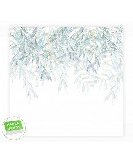Fototapeta 3D na ścianę  na wymiar  flizelinowa zielone liście na białym tle tapeta do sypialni dla dziecka studiograf