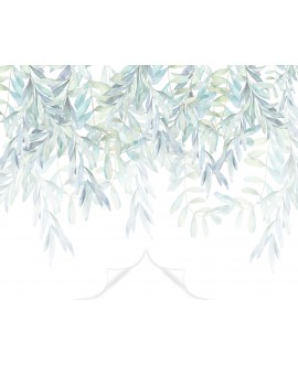 Fototapeta 3D na ścianę  na wymiar  flizelinowa zielone liście na białym tle tapeta do sypialni dla dziecka studiograf
