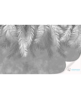 Fototapeta 3D na ścianę  na wymiar  flizelinowa boho liście palmy pióra neutralna tapeta studiograf