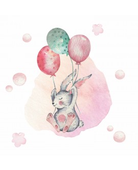 Naklejka na ścianę dla dzieci królik z balonami studiograf