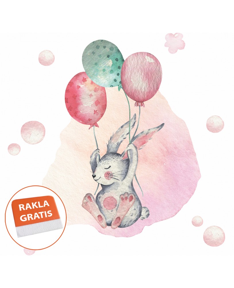 Naklejka na ścianę dla dzieci królik z balonami  studiograf