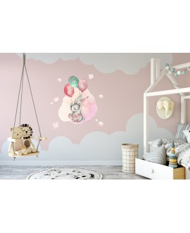 Naklejka na ścianę dla dzieci królik z balonami studiograf