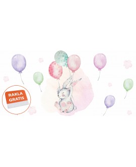 Naklejka na ścianę dla dzieci królik kolorowe balony studiograf