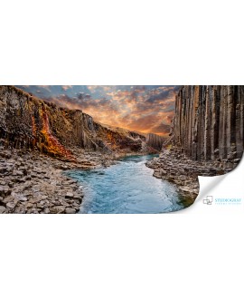 Fototapeta 3D na ścianę  na wymiar  flizelinowa kanion rzeka zachód słońca niebo skały studiograf
