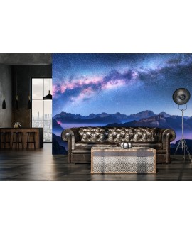 Fototapeta 3D na ścianę  na wymiar  flizelinowa góry we mgle droga mleczna galaktyka rozgwieżdżone niebo studiograf