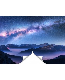 Fototapeta 3D na ścianę  na wymiar  flizelinowa góry we mgle droga mleczna galaktyka rozgwieżdżone niebo studiograf
