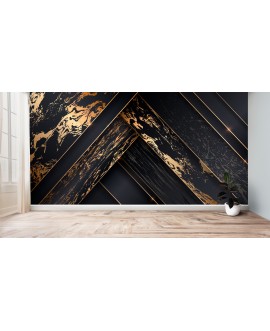 Fototapeta 3D na ścianę  na wymiar  flizelinowa złoto czarne tło struktura tapeta do salonu sypialni studiograf