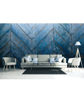 Fototapeta 3D na ścianę  na wymiar  flizelinowa drewno niebieskie deski struktura tapeta do salonu sypialni studiograf
