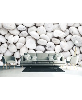 Fototapeta 3D na ścianę  na wymiar  flizelinowa białe kamienie kamyczki  tapeta do salonu sypialni studiograf