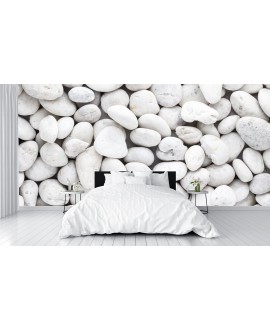 Fototapeta 3D na ścianę  na wymiar  flizelinowa białe kamienie kamyczki  tapeta do salonu sypialni studiograf