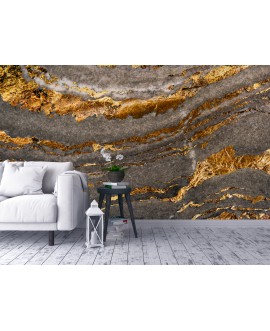 Fototapeta 3D na ścianę  na wymiar  flizelinowa złoto szare tło folia marmur tapeta do salonu sypialni studiograf