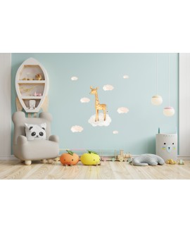 Naklejka na ścianę dla dzieci zwierzątka chmurki żyrafa gwiazdki studiograf