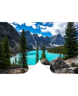 Fototapeta 3D na ścianę  na wymiar  flizelinowa jezioro w górach błękitne góry tapeta do salonu sypialni studiograf