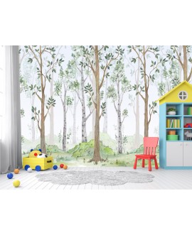 Fototapeta 3D na ścianę na wymiar  flizelinowa dla dzieci dziecięca  pastelowe drzewa las studiograf