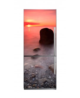 Mata magnetyczna na lodówkę zmywarkę grzejnik zachód słońca kamienie ocean morze plaża magnes ze zdjęciem studiograf