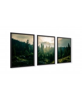 Zestaw 3 plakatów obrazków grafik plakaty las skandynawski nowoczesny góry pejzaż studiograf