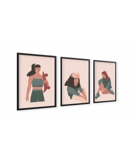 Zestaw 3 plakatów obrazków grafik plakat kobiety dziewczyny girl power plakaty studiograf