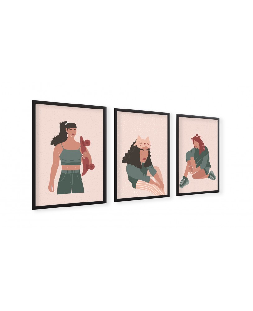 Zestaw 3 plakatów obrazków grafik plakat kobiety dziewczyny girl power plakaty studiograf