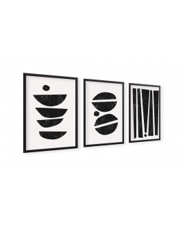 Zestaw 3 plakatów obrazków grafik line art kształty minimalizm sztuka nowoczesna studiograf