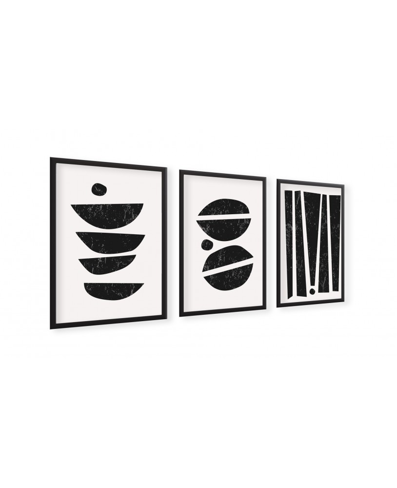 Zestaw 3 plakatów obrazków grafik line art kształty minimalizm sztuka nowoczesna studiograf