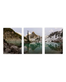 Zestaw 3 plakatów obrazków grafik krajobraz góry jezioro w górach drzewa  studiograf
