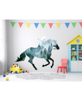Naklejka na ścianę dla dzieci koń las nowoczesna naklejka studiograf