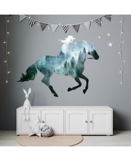 Naklejka na ścianę dla dzieci koń las nowoczesna naklejka studiograf