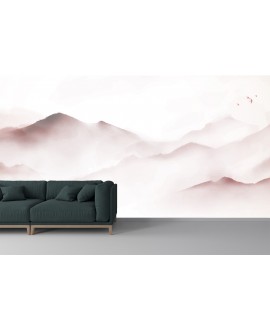 Fototapeta 3D na ścianę  na wymiar  flizelinowa krajobraz różowe brzoskwiniowe góry akwarela watercolour studiograf