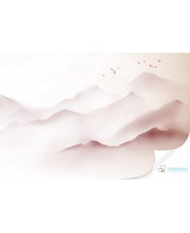 Fototapeta 3D na ścianę  na wymiar  flizelinowa krajobraz różowe brzoskwiniowe góry akwarela watercolour studiograf