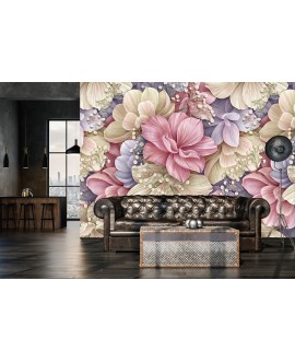 Fototapeta 3D na ścianę  na wymiar  flizelinowa duże kolorowe kwiaty  studiograf