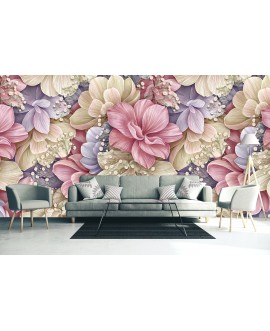 Fototapeta 3D na ścianę  na wymiar  flizelinowa duże kolorowe kwiaty  studiograf