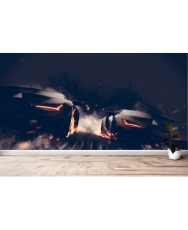 Fototapeta 3D na ścianę  na wymiar  flizelinowa sportowe samochody wyścig uliczny samochód studiograf
