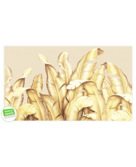 Fototapeta 3D na ścianę  na wymiar  flizelinowa złote tropikalne duże liście studiograf