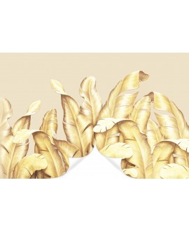 Fototapeta 3D na ścianę  na wymiar  flizelinowa złote tropikalne duże liście studiograf