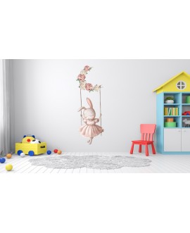Naklejka na ścianę dla dzieci urocze pastelowe naklejki króliczek piwonie chmurki gwiazdki studiograf