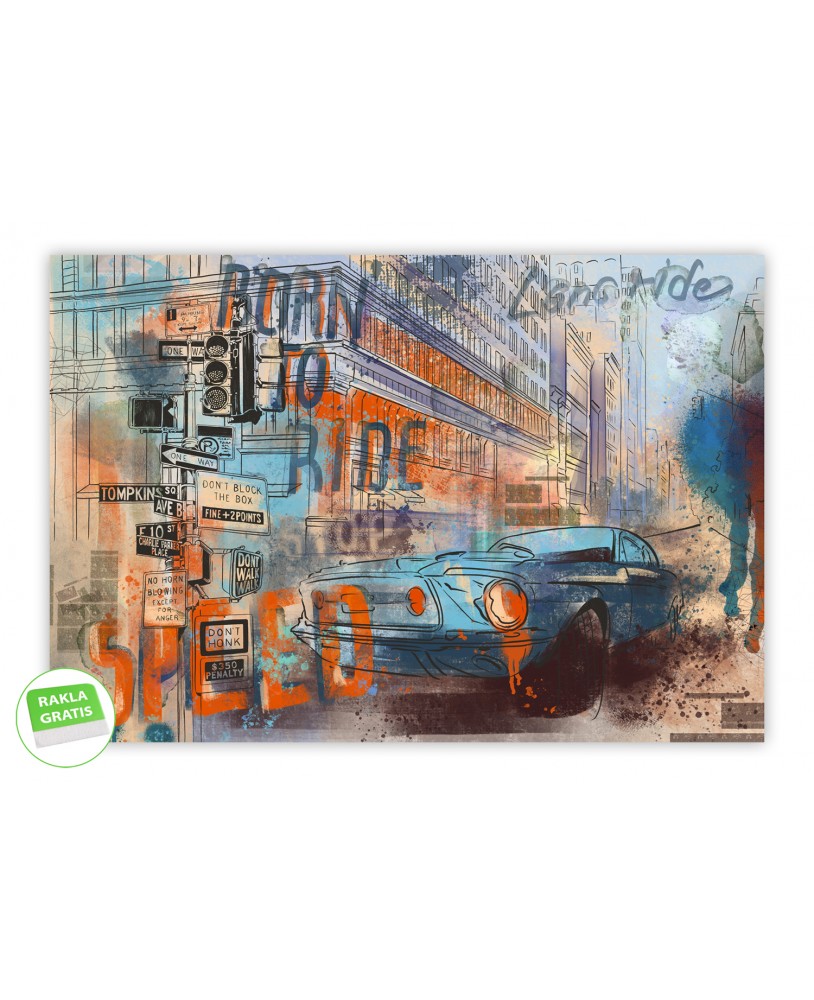 Fototapeta 3D na ścianę  na wymiar flizelinowa retro vintage samochód miasto napisy studiograf
