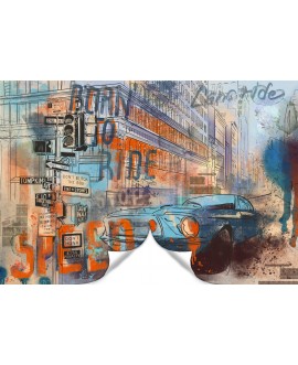 Fototapeta 3D na ścianę  na wymiar flizelinowa retro vintage samochód miasto napisy studiograf
